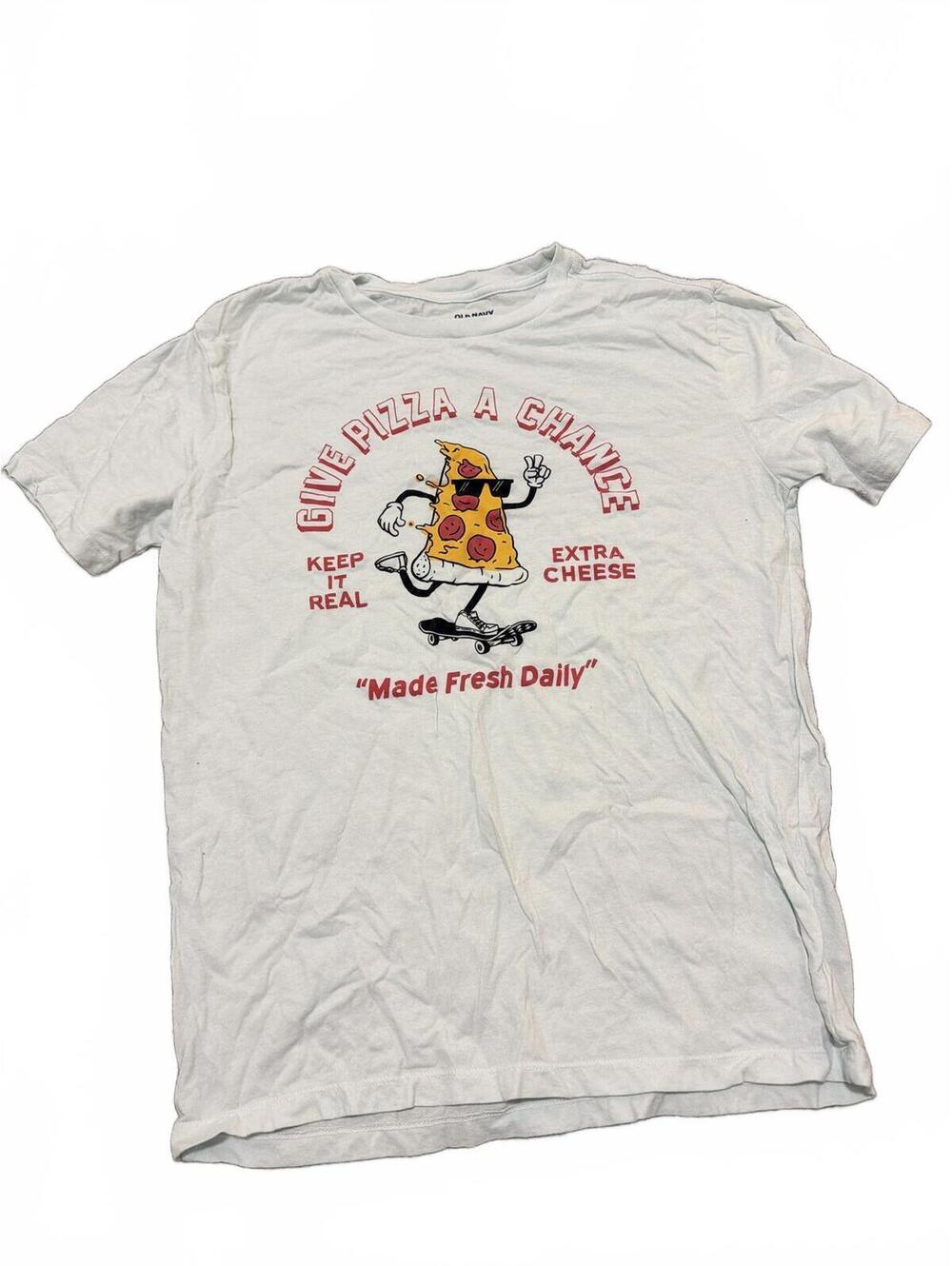 Old Navy Boys White Graphic Pizza Slice T-Shirt XXL